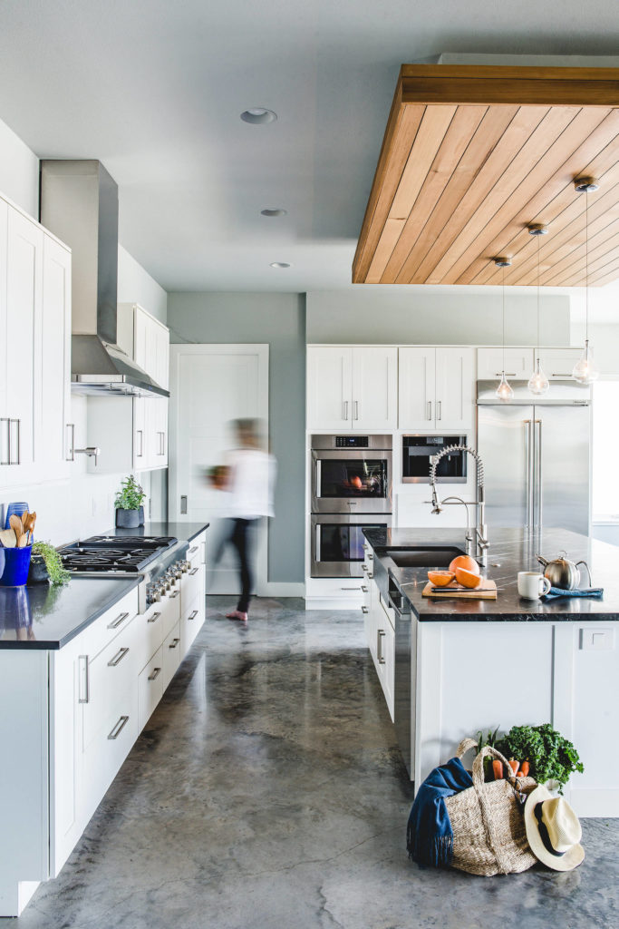 Polished concrete kitchen floor modern home interior design