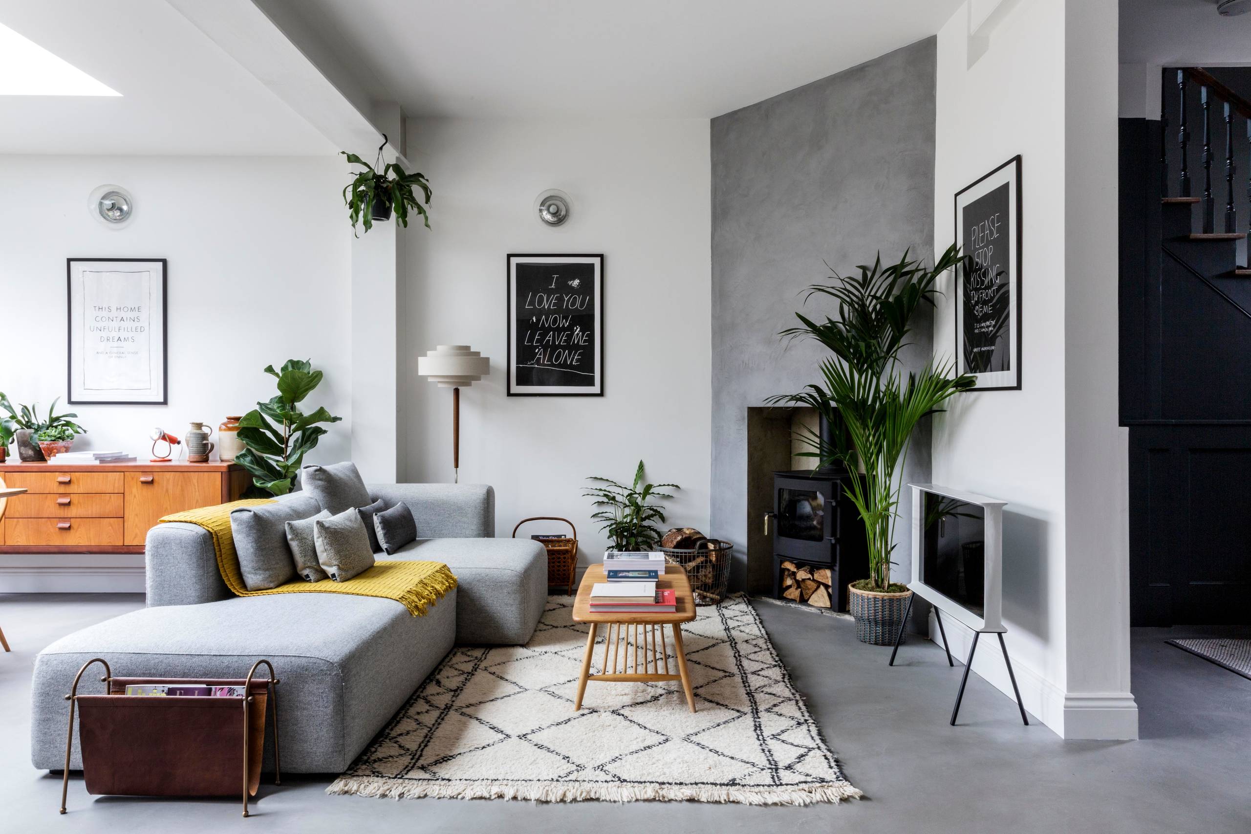 cement tiling in living room