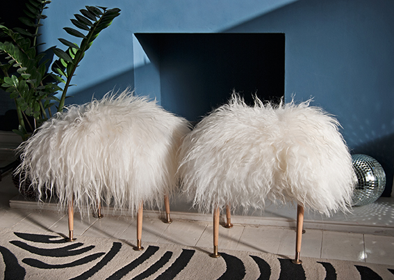 diy sheepskin rug carpet stool tutorial zebra carpet blue walls fireplace ideas shop room ideas faux fur chairs