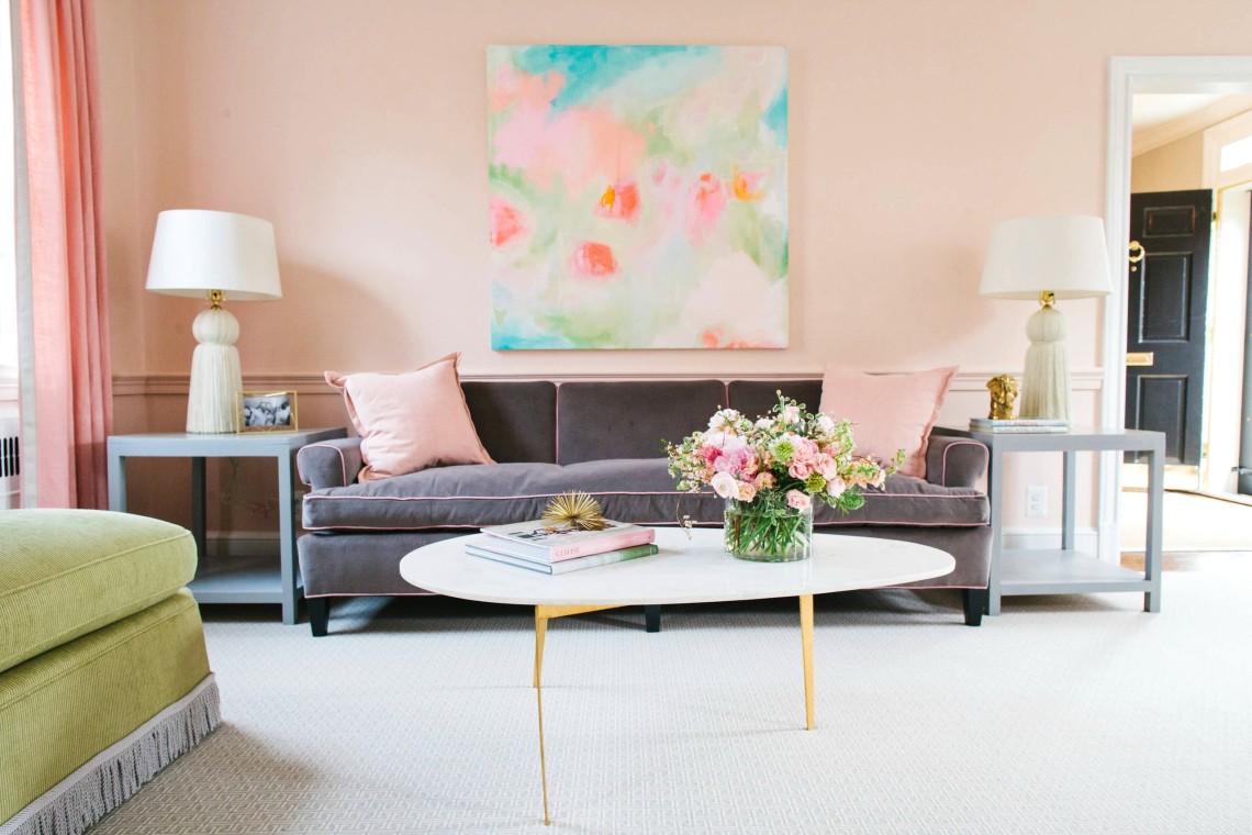 Pastel Pink And Blue Living Room