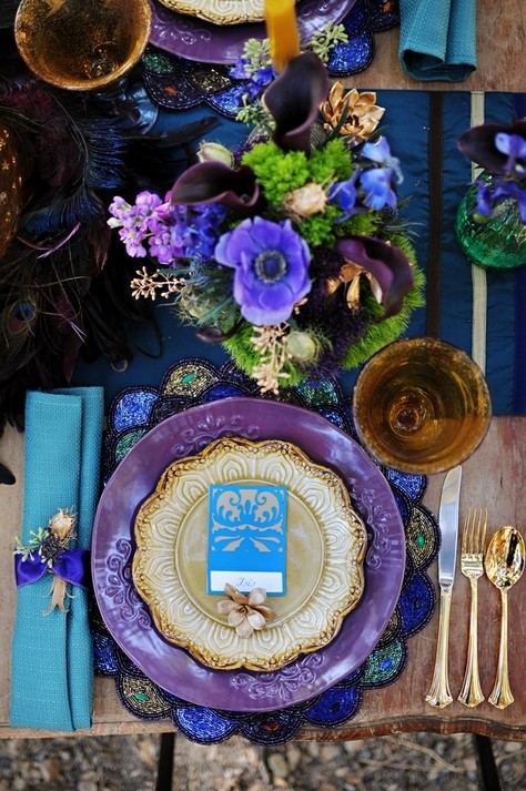 purple blue navy romantic table setting tablescape ideas inspiration brunch dinner how to set shop room ideas cutlery hermes versace