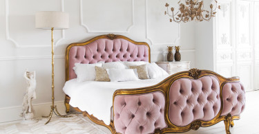 traditional french country chateau regency style bedroom bed tufted pink feminine girly gold leaf wall moulding chandelier marie antoinette versailles shop room ideas pinterest