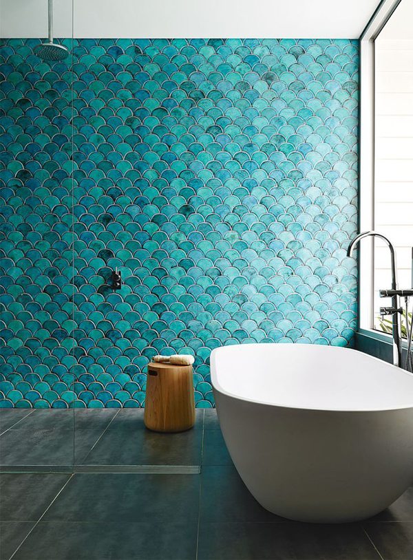 turquoise seas blue green turquoise fish scale tiles modern bathroom feature wall shower pinterest shop room ideas zen