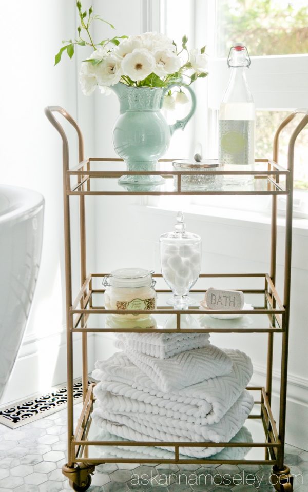 bathroom shower bar cart storage idea makeup