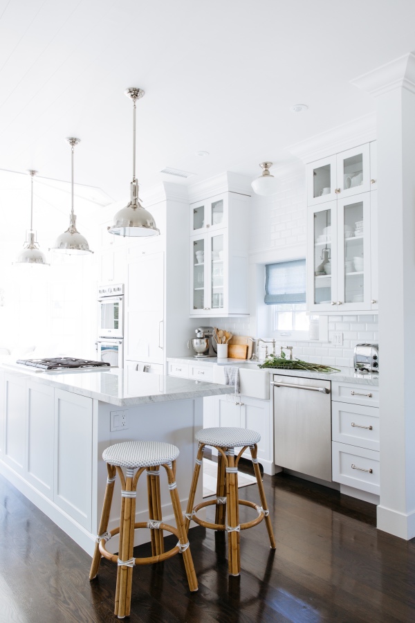 kitchen barstool light cabinets cottage pendant white cafe furniture room contemporary indoors home table architecture window interior design dwelling white cabinets